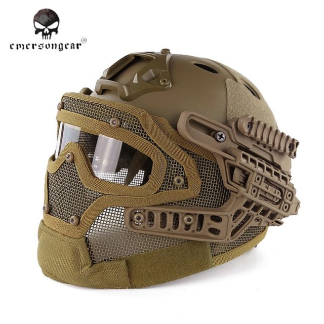 Casque Tactique Emerson G Pj Int Gral Grille Coyote Top Airsoft