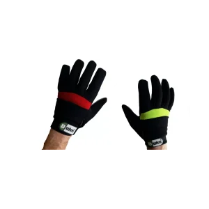 gants paintball et airsoft noir, rouge et vert